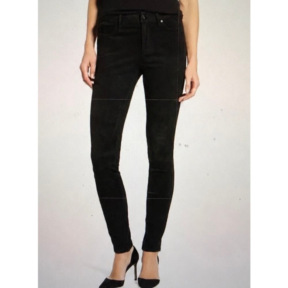 AG Adriano Goldschmied Legging Super Skinny Suede 100% Leather Black Womens 29
